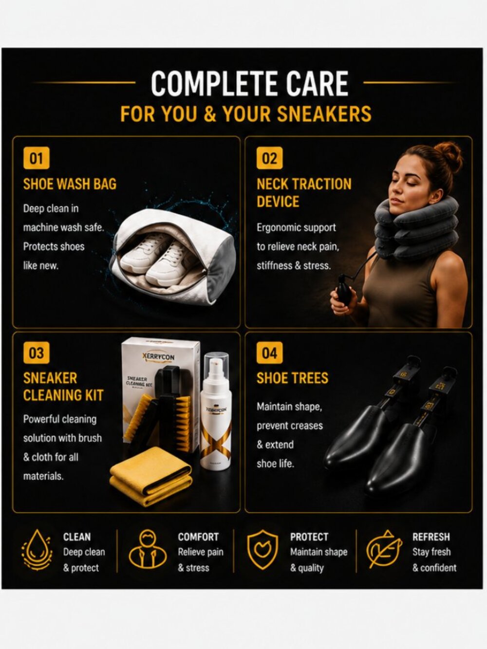 4-in-1 Sneaker Care Bundle | Wash Bag + Cleaning Kit